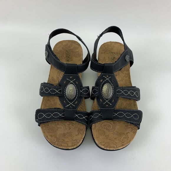 Bearpaw Ridley II Sandal Black Boho Flat Comfort Adjustable Faux Leather Women 6 - Picture 4 of 12